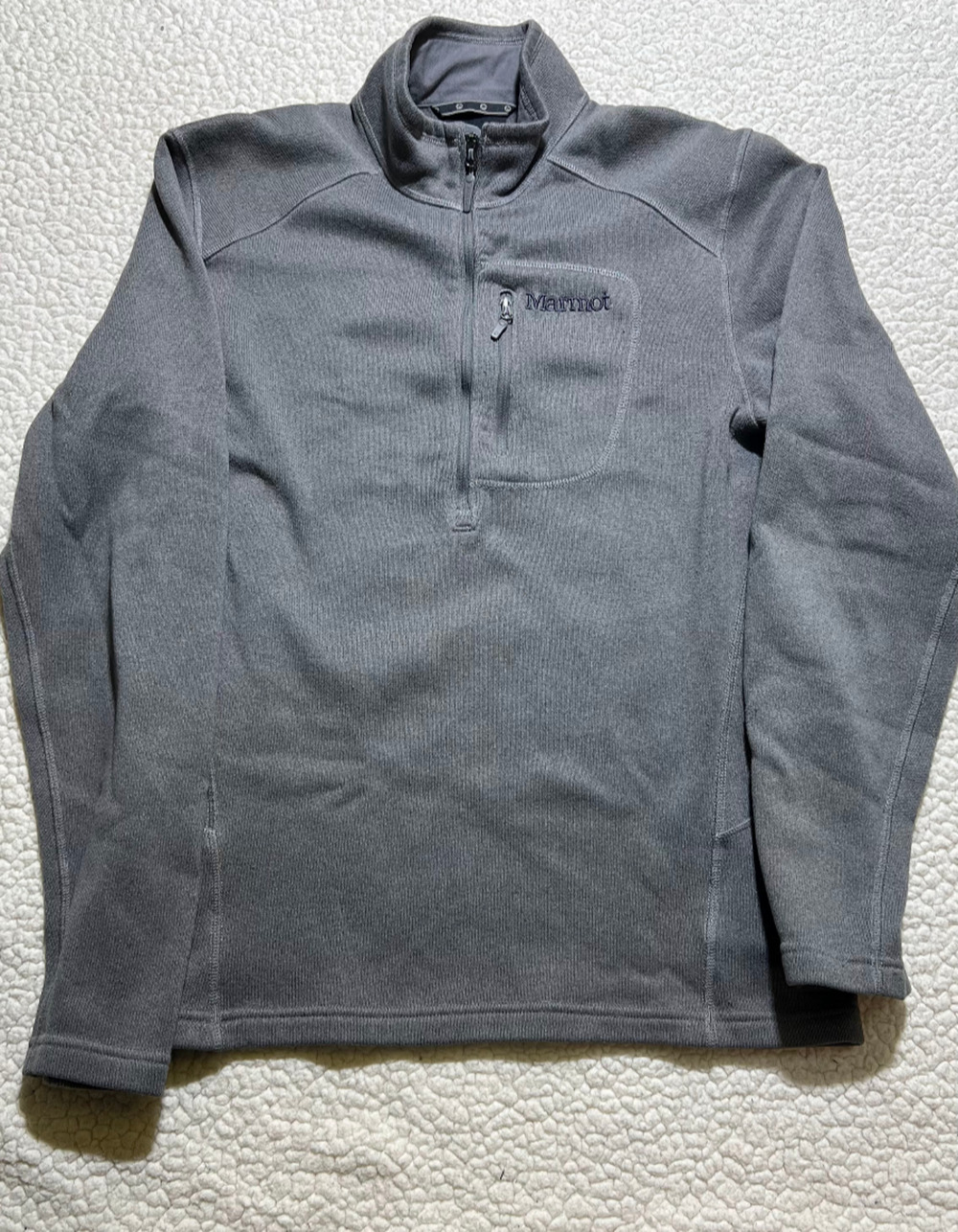 Marmot Drop Line Men's Large Gray Half Zip Sweater Fleece Pullover Jacket